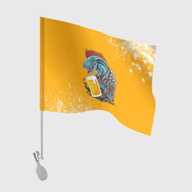 Флаг для автомобиля с принтом Пивозавр - Взрыв в Курске, 100% полиэстер | Размер: 30*21 см | Тематика изображения на принте: dinosaur | pivo | pivozavr | взрыв | динозавр | краска | прикол