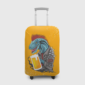 Чехол для чемодана 3D с принтом Пивозавр - Взрыв в Курске, 86% полиэфир, 14% спандекс | двустороннее нанесение принта, прорези для ручек и колес | dinosaur | pivo | pivozavr | взрыв | динозавр | краска | прикол