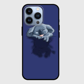 Чехол для iPhone 13 Pro с принтом Спящая коала в Курске,  |  | Тематика изображения на принте: koala | арт | детеныш | детёныш коалы | животное | зверь | карман на груди | коала | малыш | медведь | медвежонок | милота | милые животные | милые звери | милые зверьки | мимими | мишка | ребенок