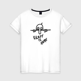 Женская футболка хлопок с принтом Kilroy is here в Курске, 100% хлопок | прямой крой, круглый вырез горловины, длина до линии бедер, слегка спущенное плечо | graffiti | here | kilroy | mem | us | usa | граффити | здесь | килрой | мем | сша