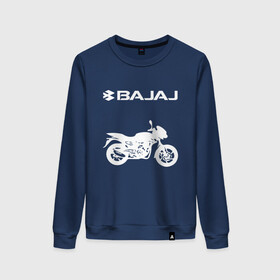 Женский свитшот хлопок с принтом BAJAJ / БАДЖАДЖ / MOTOSPORT в Курске, 100% хлопок | прямой крой, круглый вырез, на манжетах и по низу широкая трикотажная резинка  | avenger. | bajaj | boxer | dominar | motorcycle | motosport | pulsar | racing | speed | sport | баджадж | байк | гонки | двигатель | мото | мотокросс | мотоспорт | мототриал | мотоцикл | скорость | спорт