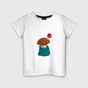 Детская футболка хлопок с принтом Больной в Курске, 100% хлопок | круглый вырез горловины, полуприлегающий силуэт, длина до линии бедер | mushroom | болезнь | градусник | гриб | клизма | мультяшка | плед | смайл