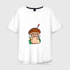 Мужская футболка хлопок Oversize с принтом Дерзкий в Курске, 100% хлопок | свободный крой, круглый ворот, “спинка” длиннее передней части | mushroom | агрессивный | бабочка | гангстер | гриб | дерзкий | мультяшка | нож | смайл