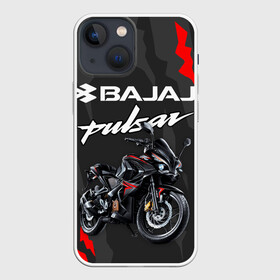 Чехол для iPhone 13 mini с принтом BAJAJ PULSAR   БАДЖАДЖ ПУЛЬСАР в Курске,  |  | avenger. | bajaj | boxer | dominar | motorcycle | motosport | pulsar | racing | speed | sport | баджадж | байк | гонки | двигатель | мото | мотокросс | мотоспорт | мототриал | мотоцикл | скорость | спорт