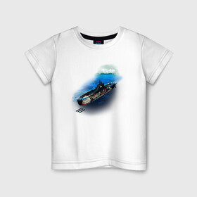 Детская футболка хлопок с принтом Подводная лодка в Курске, 100% хлопок | круглый вырез горловины, полуприлегающий силуэт, длина до линии бедер | день вмф | иллюстрация | лодка | море | моряк | подводник