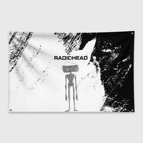 Флаг-баннер с принтом Radiohead | Радиохед (Z) в Курске, 100% полиэстер | размер 67 х 109 см, плотность ткани — 95 г/м2; по краям флага есть четыре люверса для крепления | radiohead | thomas edward yorke | альтернативный рок | арт рок | джонни гринвуд | инди рок | колин гринвуд | том йорк | фил селуэй | эд о’брайен | экспериментальный рок | электронная музыка