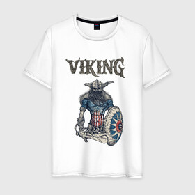 Мужская футболка хлопок с принтом Викинг | Viking | Воин (Z) в Курске, 100% хлопок | прямой крой, круглый вырез горловины, длина до линии бедер, слегка спущенное плечо. | scandinavian | skull | valhala | valhalla | viking | vikings | warriros | вальхала | викинг | воин | скандинавия | скандинавская мифология | череп