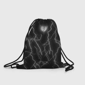 Рюкзак-мешок 3D с принтом Разбитое сердце в Курске, 100% полиэстер | плотность ткани — 200 г/м2, размер — 35 х 45 см; лямки — толстые шнурки, застежка на шнуровке, без карманов и подкладки | иероглифы | луна | молния | сердце | сердце разбитое | черно белый