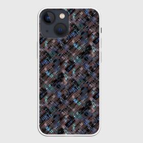 Чехол для iPhone 13 mini с принтом Коричневый абстрактный узор в Курске,  |  | абстрактный | камуфляжный | милитари | мужской | пестрый | темно коричневый | штрихи