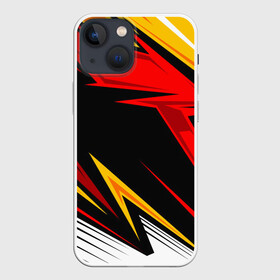 Чехол для iPhone 13 mini с принтом КРАСНО ЖЕЛТЫЙ СПОРТ | SPORT в Курске,  |  | 3d | abstraction | geometry | hexagon | neon | paints | red | stripes | texture | yellow | абстракция | брызги | геометрия | желтый | краски | красный | неон | неоновый | разлом | соты | текстура