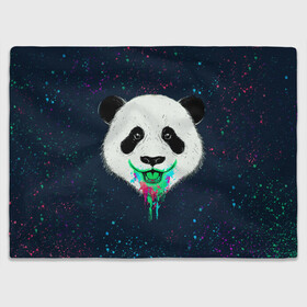Плед 3D с принтом Панда Краски Брызги в Курске, 100% полиэстер | закругленные углы, все края обработаны. Ткань не мнется и не растягивается | animals | beast | panda | брызги | глаза | животные | звери | краски | милые | панда | растения | цветы | эвкалипт