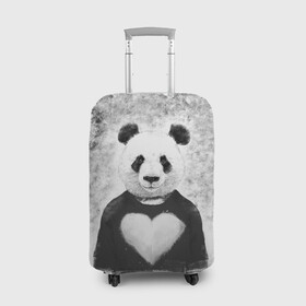 Чехол для чемодана 3D с принтом Панда Любовь Сердце Меланж  в Курске, 86% полиэфир, 14% спандекс | двустороннее нанесение принта, прорези для ручек и колес | animals | beast | panda | глаза | животные | звери | краски | любовь | меланж | милые | панда | пятна | растения | сердце | серый | цветы | чб | эвкалипт