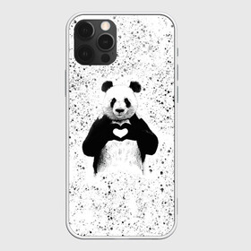 Чехол для iPhone 12 Pro Max с принтом Панда Любовь Сердце Брызги в Курске, Силикон |  | animals | beast | panda | брызги | глаза | животные | звери | краски | любовь | милые | панда | пятна | растения | сердце | серый | точки | цветы | чб | эвкалипт