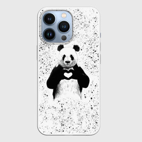 Чехол для iPhone 13 Pro с принтом Панда Любовь Сердце Брызги в Курске,  |  | animals | beast | panda | брызги | глаза | животные | звери | краски | любовь | милые | панда | пятна | растения | сердце | серый | точки | цветы | чб | эвкалипт