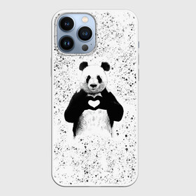 Чехол для iPhone 13 Pro Max с принтом Панда Любовь Сердце Брызги в Курске,  |  | animals | beast | panda | брызги | глаза | животные | звери | краски | любовь | милые | панда | пятна | растения | сердце | серый | точки | цветы | чб | эвкалипт