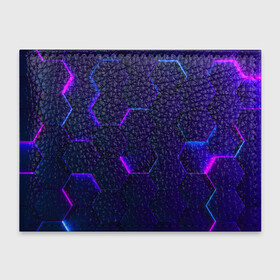 Обложка для студенческого билета с принтом НЕОНОВАЯ БРОНЯ в Курске, натуральная кожа | Размер: 11*8 см; Печать на всей внешней стороне | абстрактный | абстракция | бронь | броня | геоиметрия | неон | текстура | узор | фиолетовая | фиолетовый