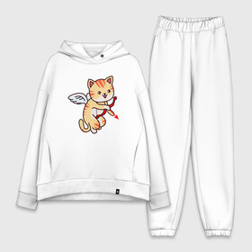 Женский костюм хлопок Oversize с принтом Angel Cat в Курске,  |  | angel | animal | cat | cute | kitty | meow | ангел | друг | животные | киска | кися | китти | кот | котенок | котик | котэ | кошечка | кошка | мур | мяу | питомец