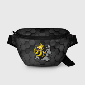 Поясная сумка 3D с принтом Оса 3D в Курске, 100% полиэстер | плотная ткань, ремень с регулируемой длиной, внутри несколько карманов для мелочей, основное отделение и карман с обратной стороны сумки застегиваются на молнию | 3d | жало | мед | насекомое | оса | пчела