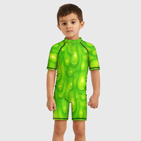 Детский купальный костюм 3D с принтом СЛИЗЬ   SLIME   ТЕКСТУРА в Курске, Полиэстер 85%, Спандекс 15% | застежка на молнии на спине | pattern | slime | желе | жидкость | зеленый | мерзко. | слизь | сопли | текстура | узор