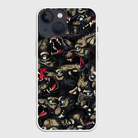 Чехол для iPhone 13 mini с принтом ВОЛКИ   WOLVES   УЗОР в Курске,  |  | wolves | агрессия | вой волка. | волки | злость | рычат | страшные волки | текстура | узор
