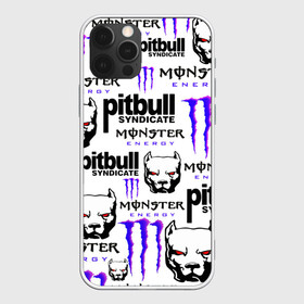 Чехол для iPhone 12 Pro с принтом PITBULL SYNDICATE X MONSTER в Курске, силикон | область печати: задняя сторона чехла, без боковых панелей | Тематика изображения на принте: games | monster energy | pitbull syndicate | игры | питбудь синдикат | питбуль | разработчик игр | собака | энергетик. | эрик давидыч