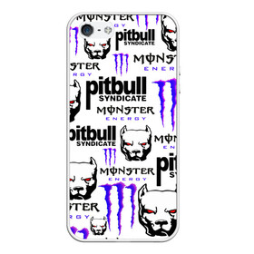 Чехол для iPhone 5/5S матовый с принтом PITBULL SYNDICATE X MONSTER в Курске, Силикон | Область печати: задняя сторона чехла, без боковых панелей | Тематика изображения на принте: games | monster energy | pitbull syndicate | игры | питбудь синдикат | питбуль | разработчик игр | собака | энергетик. | эрик давидыч