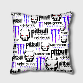 Подушка 3D с принтом PITBULL SYNDICATE X MONSTER в Курске, наволочка – 100% полиэстер, наполнитель – холлофайбер (легкий наполнитель, не вызывает аллергию). | состоит из подушки и наволочки. Наволочка на молнии, легко снимается для стирки | Тематика изображения на принте: games | monster energy | pitbull syndicate | игры | питбудь синдикат | питбуль | разработчик игр | собака | энергетик. | эрик давидыч