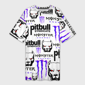 Платье-футболка 3D с принтом PITBULL SYNDICATE X MONSTER в Курске,  |  | games | monster energy | pitbull syndicate | игры | питбудь синдикат | питбуль | разработчик игр | собака | энергетик. | эрик давидыч