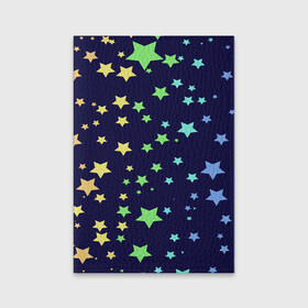 Обложка для паспорта матовая кожа с принтом Звезды в Курске, натуральная матовая кожа | размер 19,3 х 13,7 см; прозрачные пластиковые крепления | звезда | звездопад | небо | ночь | разноцветный