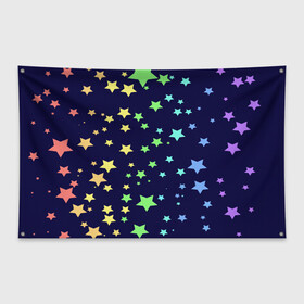 Флаг-баннер с принтом Звезды в Курске, 100% полиэстер | размер 67 х 109 см, плотность ткани — 95 г/м2; по краям флага есть четыре люверса для крепления | звезда | звездопад | небо | ночь | разноцветный