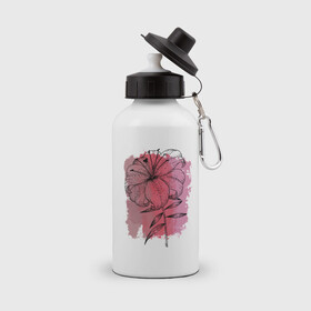 Бутылка спортивная с принтом Восточная лилия в Курске, металл | емкость — 500 мл, в комплекте две пластиковые крышки и карабин для крепления | Тематика изображения на принте: графика | красный | лилия | природа | розовый | цветы