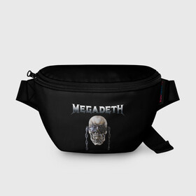 Поясная сумка 3D с принтом Megadeth в Курске, 100% полиэстер | плотная ткань, ремень с регулируемой длиной, внутри несколько карманов для мелочей, основное отделение и карман с обратной стороны сумки застегиваются на молнию | megadeth | rock | trash metal | мега | мегадетх | метал | рок