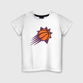 Детская футболка хлопок с принтом Suns Basket в Курске, 100% хлопок | круглый вырез горловины, полуприлегающий силуэт, длина до линии бедер | Тематика изображения на принте: basketball | mvp | nba | phoenix | sport | streetball | suns | аризона | баскетбол | игра | крис пол | мяч | нба | санс | спорт | стритбол | тренер | финикс | чемпион