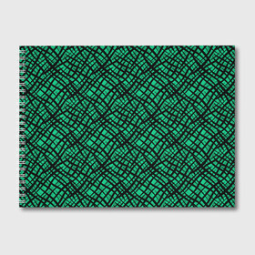 Альбом для рисования с принтом Абстрактный зелено-черный узор в Курске, 100% бумага
 | матовая бумага, плотность 200 мг. | абстрактный | зеленый | креативный камуфляж | линии | молодежный | полосатый | черный