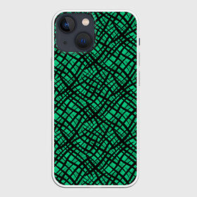 Чехол для iPhone 13 mini с принтом Абстрактный зелено черный узор в Курске,  |  | абстрактный | зеленый | креативный камуфляж | линии | молодежный | полосатый | черный