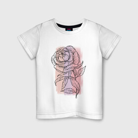 Детская футболка хлопок с принтом Нежный пион в Курске, 100% хлопок | круглый вырез горловины, полуприлегающий силуэт, длина до линии бедер | графика | нежный | пион | природа | розовый | сиреневый | цветок | цветы