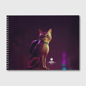 Альбом для рисования с принтом Stray Game 2021 в Курске, 100% бумага
 | матовая бумага, плотность 200 мг. | 2021 | cat | cyberpunk | game | stray | бродилка | бродить | бродячий | киберпанк | кот | стрей | стрэй