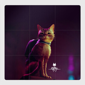 Магнитный плакат 3Х3 с принтом Stray Game 2021 в Курске, Полимерный материал с магнитным слоем | 9 деталей размером 9*9 см | 2021 | cat | cyberpunk | game | stray | бродилка | бродить | бродячий | киберпанк | кот | стрей | стрэй