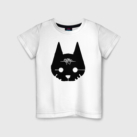 Детская футболка хлопок с принтом Stray Game 2021 в Курске, 100% хлопок | круглый вырез горловины, полуприлегающий силуэт, длина до линии бедер | 2021 | cat | cyberpunk | game | stray | бродилка | бродить | бродячий | киберпанк | кот | стрей | стрэй