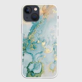 Чехол для iPhone 13 mini с принтом Абстрактный мрамор в Курске,  |  | абстракция | волна | золото | море | мрамор