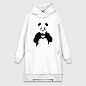 Платье-худи хлопок с принтом ПАНДА ЛАЙК   ЛЮБОВЬ   PANDA LOVE в Курске,  |  | heart | like | likes | love | paints | panda | брызги | животные | звери | краски | лайк | лайки | любовь | панда | сердечко | чб | чёрно белое