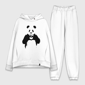 Женский костюм хлопок Oversize с принтом ПАНДА ЛАЙК   ЛЮБОВЬ   PANDA LOVE в Курске,  |  | heart | like | likes | love | paints | panda | брызги | животные | звери | краски | лайк | лайки | любовь | панда | сердечко | чб | чёрно белое