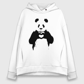 Женское худи Oversize хлопок с принтом ПАНДА ЛАЙК / ЛЮБОВЬ / PANDA LOVE в Курске, френч-терри — 70% хлопок, 30% полиэстер. Мягкий теплый начес внутри —100% хлопок | боковые карманы, эластичные манжеты и нижняя кромка, капюшон на магнитной кнопке | heart | like | likes | love | paints | panda | брызги | животные | звери | краски | лайк | лайки | любовь | панда | сердечко | чб | чёрно белое