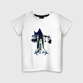 Детская футболка хлопок с принтом Полёт на орбиту! в Курске, 100% хлопок | круглый вырез горловины, полуприлегающий силуэт, длина до линии бедер | гагарин | земля | корабль | космонавт | космос | орбита. | полёт | шатл
