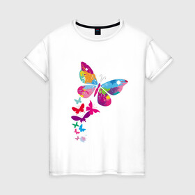 Женская футболка хлопок с принтом Такие как моя душа в Курске, 100% хлопок | прямой крой, круглый вырез горловины, длина до линии бедер, слегка спущенное плечо | бабочки | крылатые | крылья | насекомые | палитра красок | такие как моя душа
