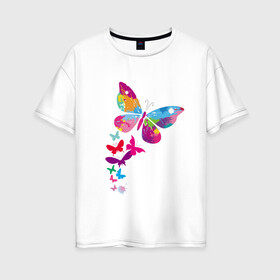 Женская футболка хлопок Oversize с принтом Такие как моя душа в Курске, 100% хлопок | свободный крой, круглый ворот, спущенный рукав, длина до линии бедер
 | бабочки | крылатые | крылья | насекомые | палитра красок | такие как моя душа
