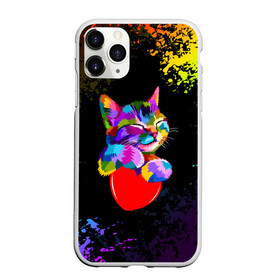 Чехол для iPhone 11 Pro матовый с принтом РАДУЖНЫЙ КОТИК / RAINBOW KITTY в Курске, Силикон |  | Тематика изображения на принте: heart | kitty | like | low poly | rainbow | животные | звери | котик | лайк | радуга | радужный котик | сердечко | цветные