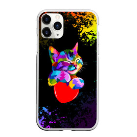 Чехол для iPhone 11 Pro Max матовый с принтом РАДУЖНЫЙ КОТИК / RAINBOW KITTY в Курске, Силикон |  | Тематика изображения на принте: heart | kitty | like | low poly | rainbow | животные | звери | котик | лайк | радуга | радужный котик | сердечко | цветные