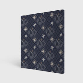 Холст квадратный с принтом Модное лоскутное шитье в Курске, 100% ПВХ |  | джинсовый | заплатки | звезды | клетка | лоскуты | молодежный | пэчворк | серо синий | серый | темно серый