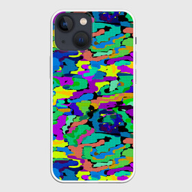 Чехол для iPhone 13 mini с принтом Камуфляж в ярких тонах в Курске,  |  | абстрактный | военный | камуфляж | клетчатый | мужской | неоновый | сетчатый | спортивный